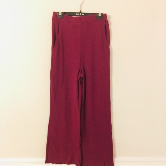 Angie | High Rise Ribbed Crop Magenta Pants - Picture 6 of 7